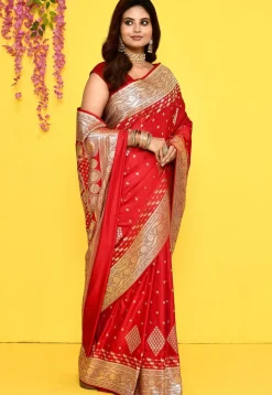 Banarasi Satin Silk Saree in Red