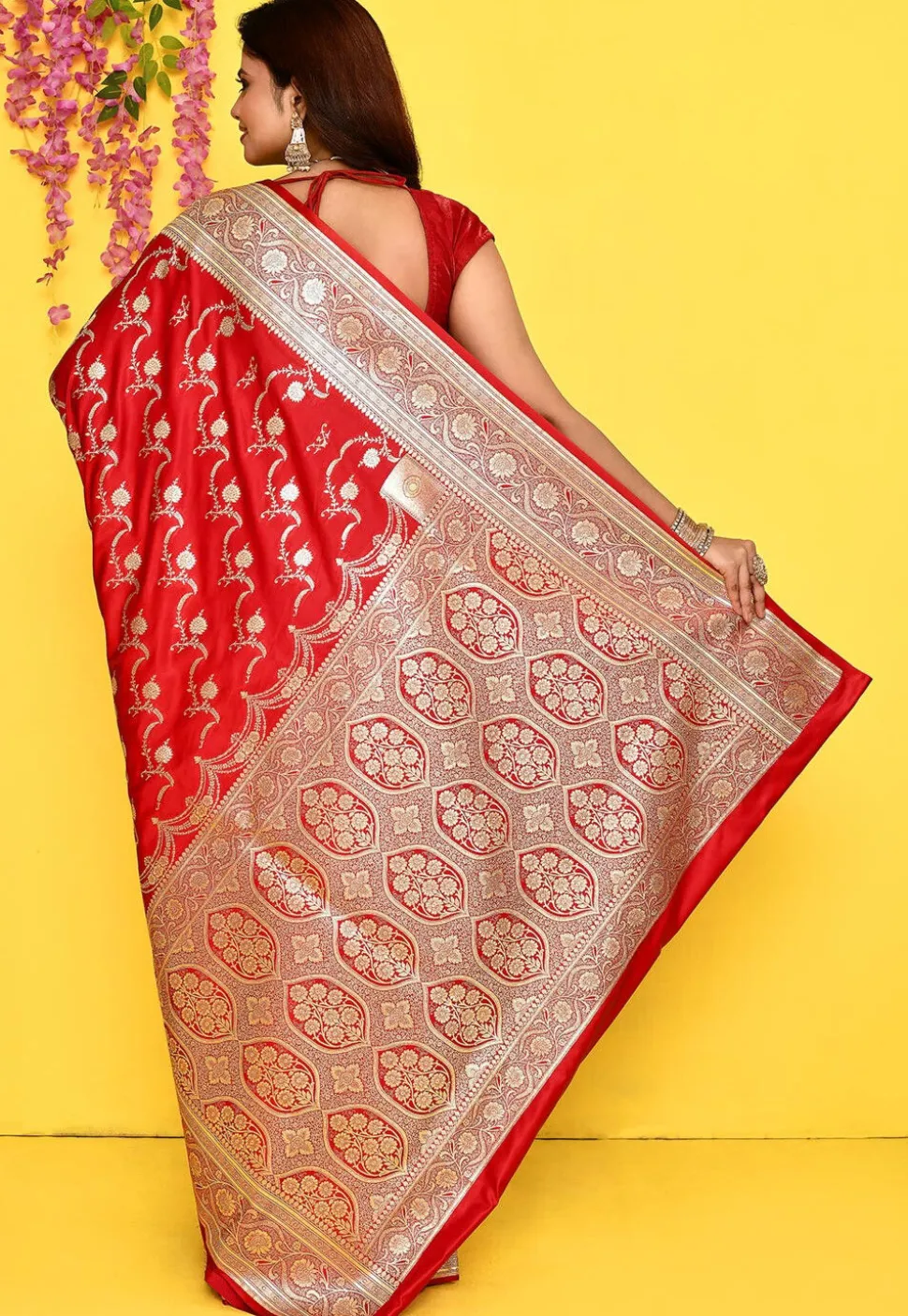 Banarasi Satin Silk Saree in Red