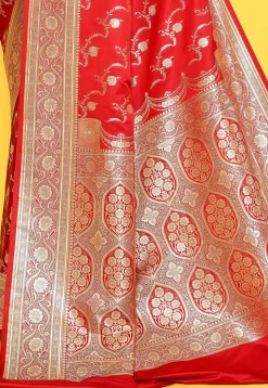 Banarasi Satin Silk Saree in Red