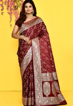Banarasi Satin Silk Saree in Maroon