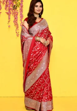 Banarasi Satin Silk Saree in Red