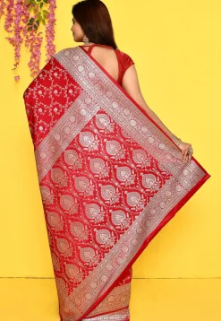 Banarasi Satin Silk Saree in Red