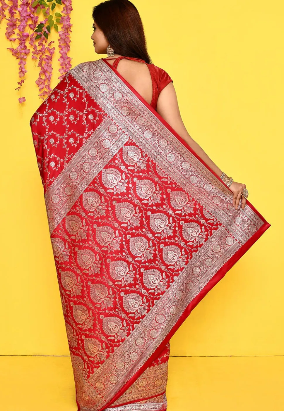 Banarasi Satin Silk Saree in Red