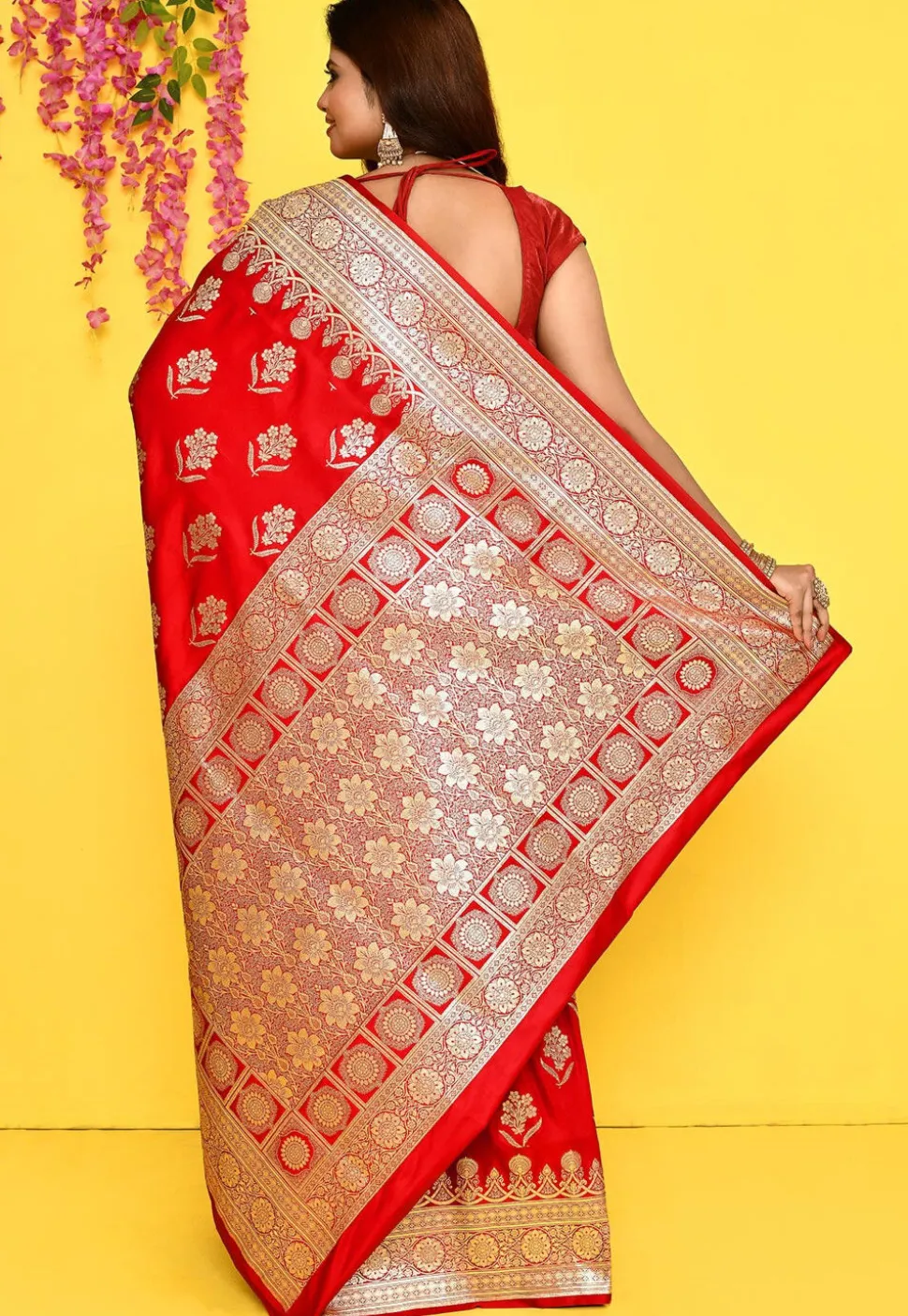Banarasi Satin Silk Saree in Red