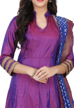 Banarasi Silk Anarkali Suit with Pure Silk Dupatta in Purple