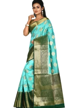 Banarasi Silk Saree in Light teal green