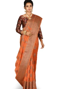 Banarasi Silk Saree in Light Orange