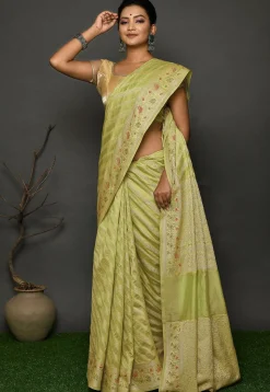 Banarasi Silk Saree in Light Green