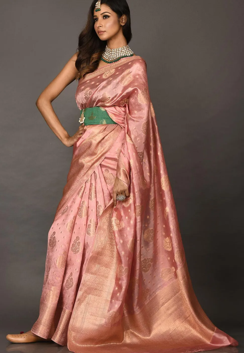 Banarasi Silk Saree in Old Rose