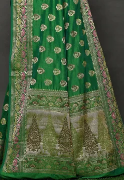 Banarasi Silk Saree in Olive Green
