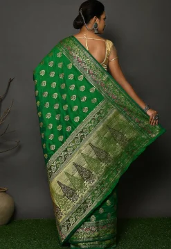 Banarasi Silk Saree in Olive Green