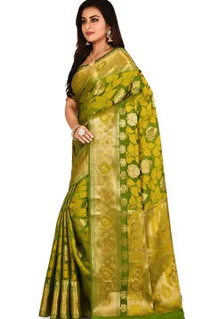 Banarasi  Silk Saree in Olive Green
