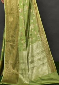 Banarasi Silk Saree in Olive Green