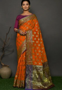 Banarasi Silk Saree in Orange
