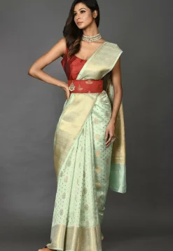 Banarasi Silk Saree in Pastel Green