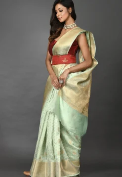Banarasi Silk Saree in Pastel Green