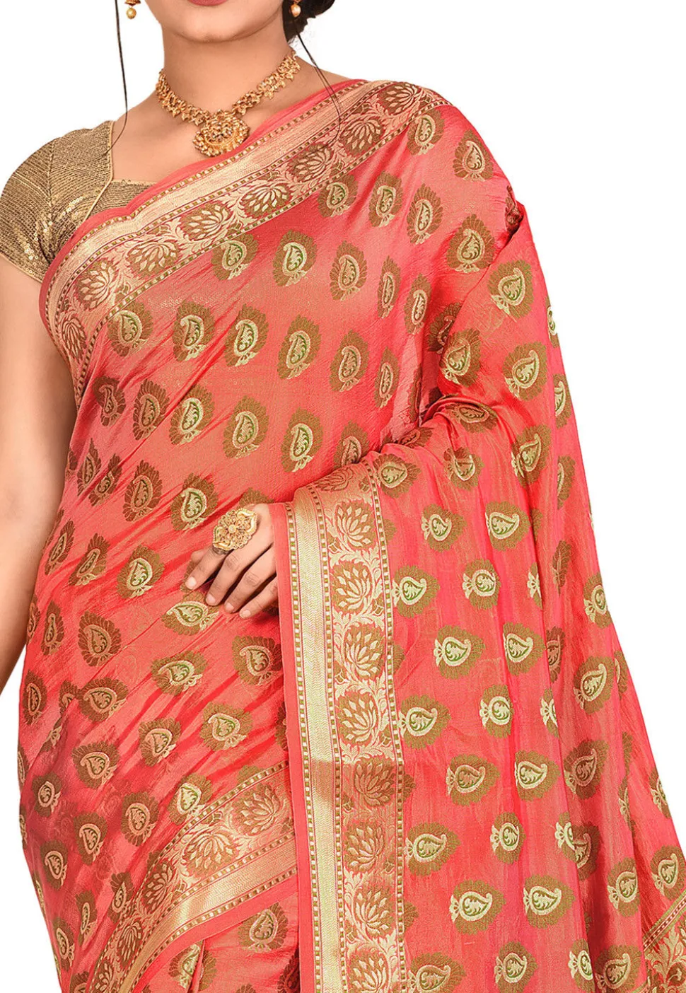Banarasi Silk Saree in Peach