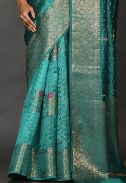 Banarasi Silk Saree in Teal Blue
