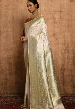 Banarasi Silk Saree in White