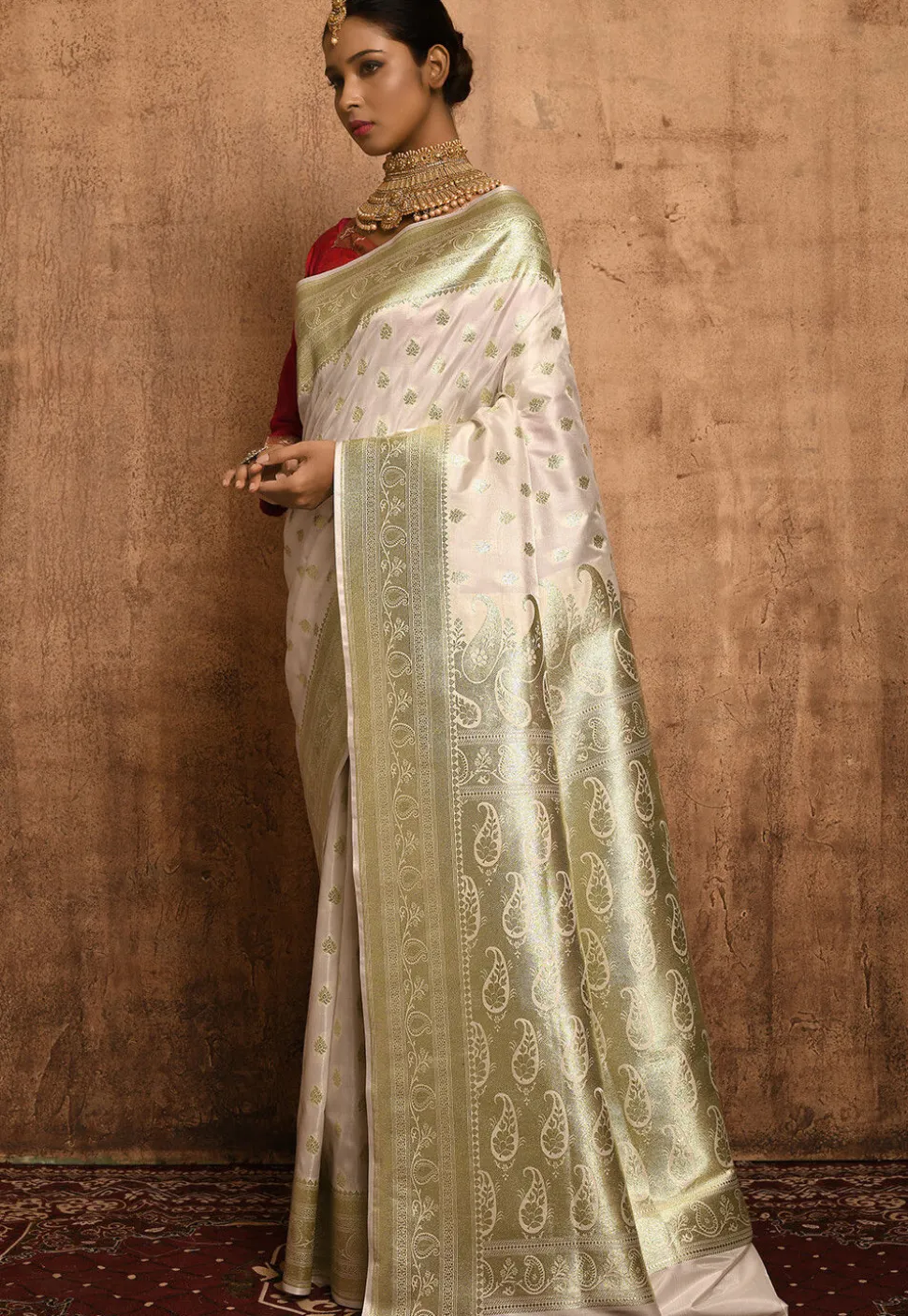 Banarasi Silk Saree in White