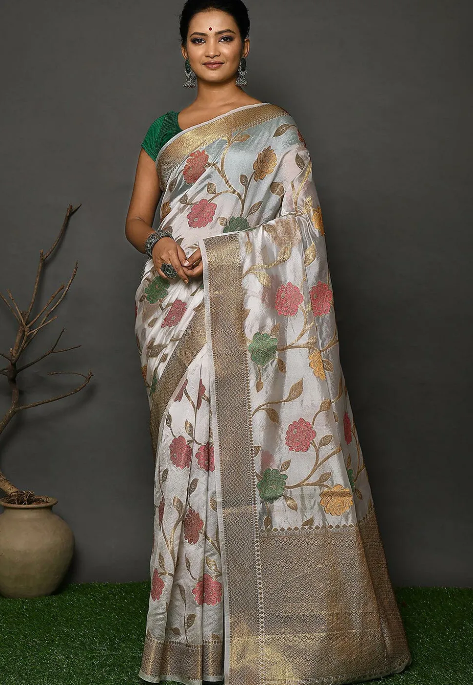 Banarasi Silk Saree in White
