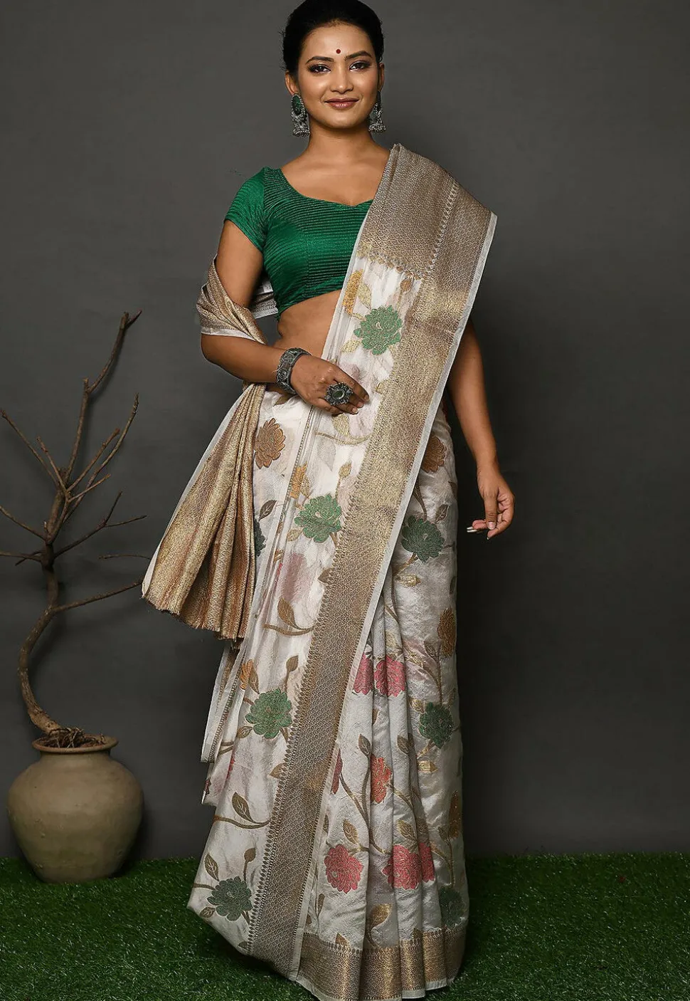 Banarasi Silk Saree in White