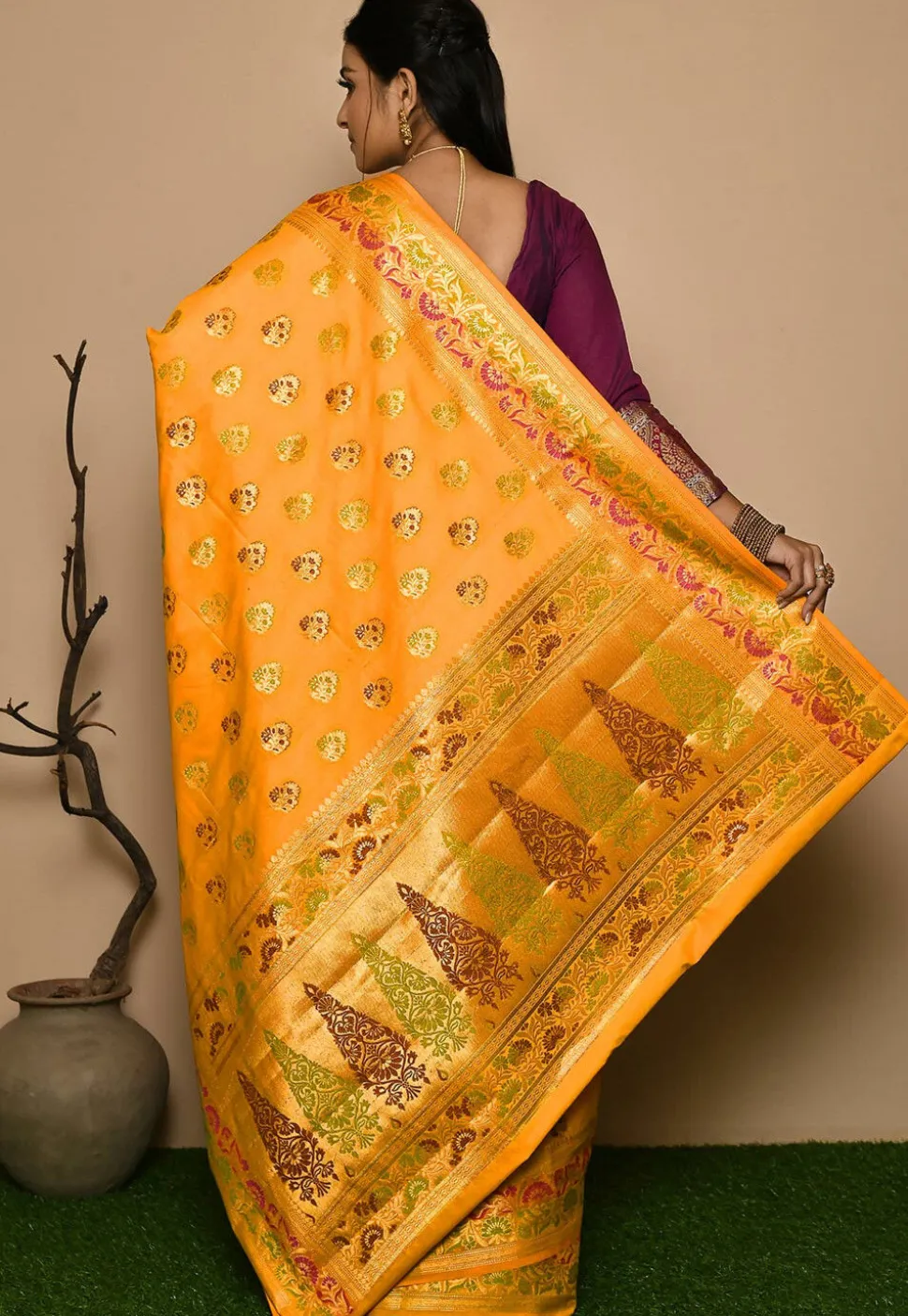 Banarasi Silk Saree in Yellow