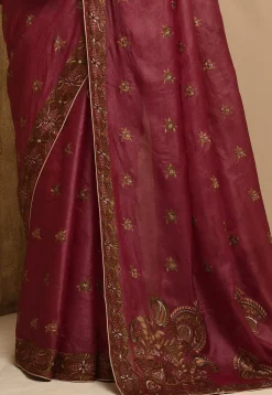 Banarasi Tussar Silk Saree in Maroon