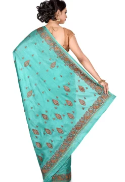 Banarasi Tussar Silk Saree in Turquoise