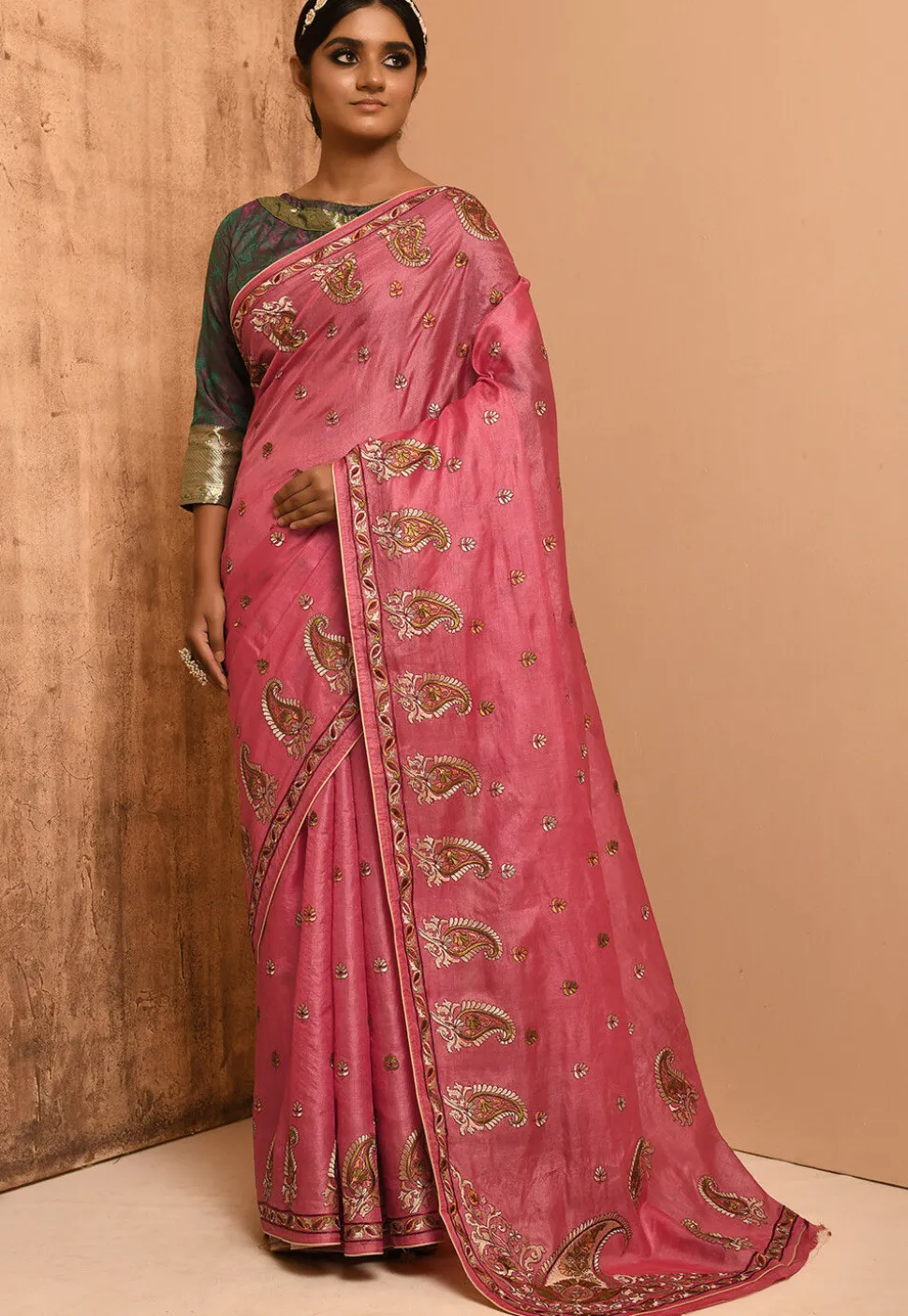 Banarasi Tussar Silk Saree in Pink