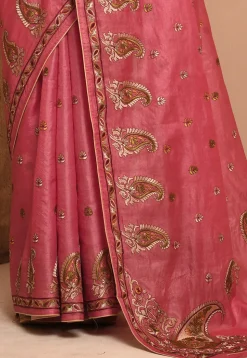Banarasi Tussar Silk Saree in Pink