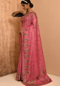 Banarasi Tussar Silk Saree in Pink