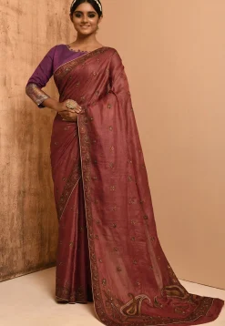 Banarasi Tussar Silk Saree in Maroon