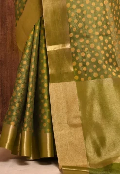 Banarasi Tussar Silk Saree in Olive Green