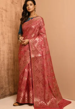 Banarasi Tussar Silk Saree in Peach
