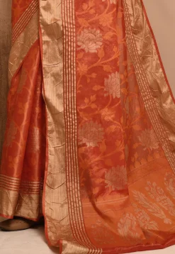 Banarasi Tussar Silk Saree in Orange