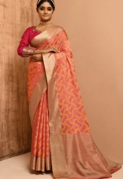 Banarasi Tussar Silk Saree in Peach