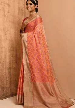 Banarasi Tussar Silk Saree in Peach