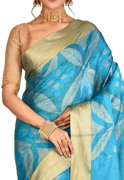 Banarasi Tussar Silk Saree in Blue