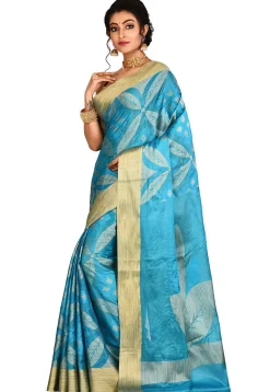 Banarasi Tussar Silk Saree in Blue