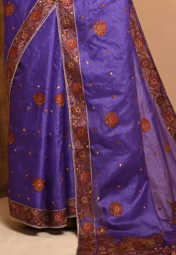 Banarasi Tussar Silk Saree in Violet