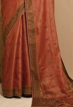 Banarasi Tussar Silk Saree in Brown