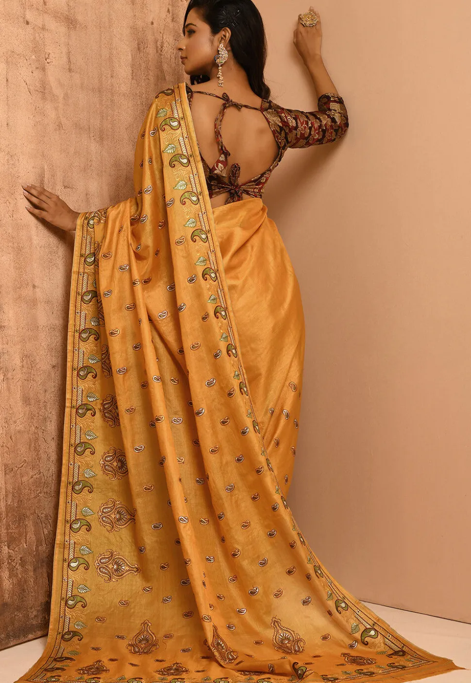 Banarasi Tussar Silk Saree in Mustard