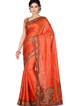 Banarasi Tussar Silk Saree in Orange