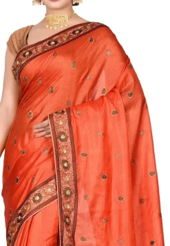 Banarasi Tussar Silk Saree in Orange