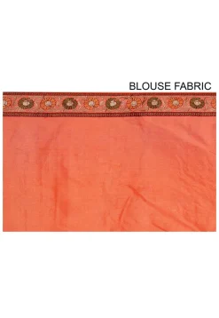 Banarasi Tussar Silk Saree in Orange