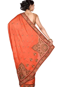 Banarasi Tussar Silk Saree in Orange