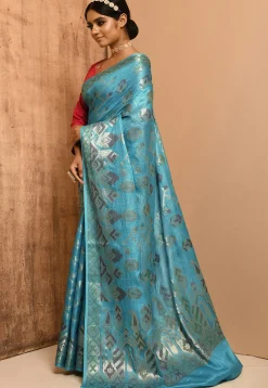 Banarasi Tussar Silk Saree in Sky Blue