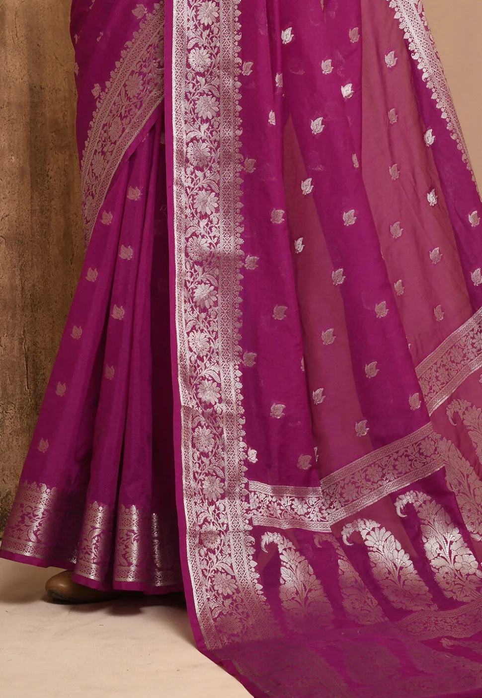 Banarasi Woven Georgette Saree in Magenta