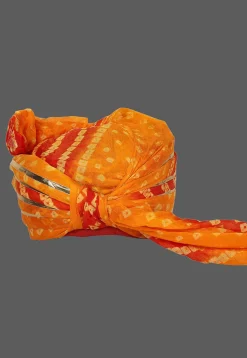 Bandhej Art Silk Kids Turban in Orange